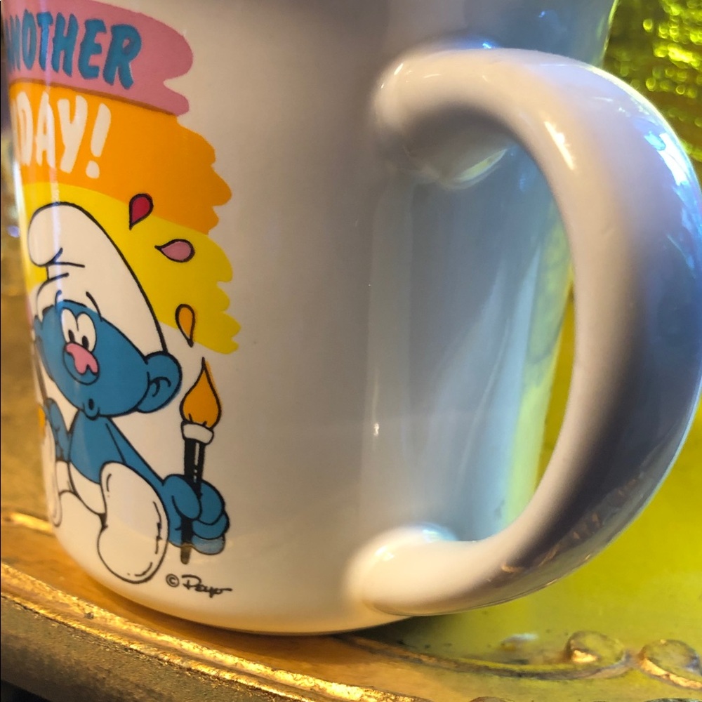 💙VINTAGE Smurfs Birthday Coffee Cup Mug - White and Orange with Blue☕️ - Picture 5 of 7